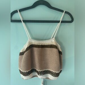 Brown cropped knit tank